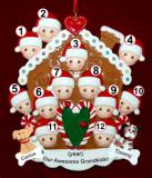 Grandparents Christmas Ornament Gingerbread Joy 12 Grandkids with 2 Dogs, Cats, Pets Custom Add-ons Personalized by RussellRhodes.com