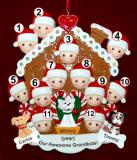 Grandparents Christmas Ornament Gingerbread Joy 12 Grandkids with 3 Dogs, Cats, Pets Custom Add-ons Personalized by RussellRhodes.com