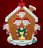 Grandparents Christmas Ornament Gingerbread Joy 5 Grandkids with Pets Personalized by RussellRhodes.com