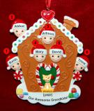 Grandparents Christmas Ornament Gingerbread Joy 6 Grandkids with Pets Personalized by RussellRhodes.com