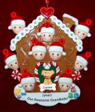 Grandparents Christmas Ornament Gingerbread Joy for 9 with 1 Dog, Cat, Pets Custom Add-on Personalized by RussellRhodes.com