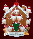 Group or Family Christmas Ornament Gingerbread Joy for 9 with 2 Dogs, Cats, Pets Custom Add-ons Personalized by RussellRhodes.com