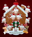 Group or Family Christmas Ornament Gingerbread Joy for 9 with 3 Dogs, Cats, Pets Custom Add-ons Personalized by RussellRhodes.com