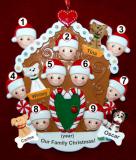 Group or Family Christmas Ornament Gingerbread Joy for 9 with 4 Dogs, Cats, Pets Custom Add-ons Personalized by RussellRhodes.com
