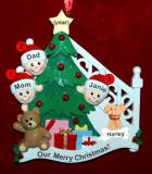 Family Christmas Ornament Ready to Celebrate for 3 with Pets Personalized by RussellRhodes.com