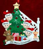 Family Christmas Ornament Ready to Celebrate for 4 with Pets Personalized by RussellRhodes.com