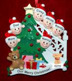 Family Christmas Ornament Ready to Celebrate for 6 with Pets Personalized by RussellRhodes.com