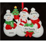 Snow Family with Tree for 3 Christmas Ornament Personalized by Russell Rhodes