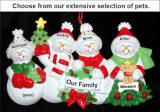 Snow Family with Tree for 4 Christmas Ornament with Pets Personalized by RussellRhodes.com