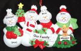 Family Christmas Ornament Snow Fam for 4 with Pets Personalized by RussellRhodes.com