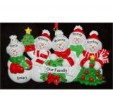 Snow Family with Tree for 5 Christmas Ornament Personalized by RussellRhodes.com