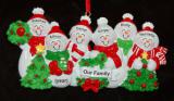 Snow Family with Tree for 6 Christmas Ornament Personalized by RussellRhodes.com