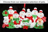 Snow Family with Tree for 7 Christmas Ornament with Pets Personalized by Russell Rhodes