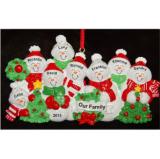 Snow Family with Tree for 8 Christmas Ornament Personalized by Russell Rhodes