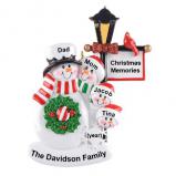 Family Christmas Ornament by Winter Lamp Light for 4 Personalized by RussellRhodes.com