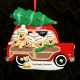 Family Christmas Ornament Woody for 5 with Pets by Russell Rhodes