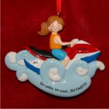 Brunette Female Jet Ski Christmas Ornament Personalized by Russell Rhodes