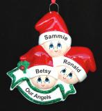 Family Christmas Ornament Holiday Caps Our 3 Kids Personalized by RussellRhodes.com