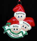 Triplets Christmas Ornament Holiday Caps Personalized by RussellRhodes.com