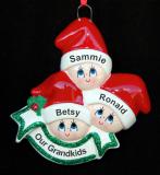 Grandparents Christmas Ornament Holiday Caps 3 Grandkids Personalized by RussellRhodes.com