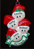 Stocking Caps Our 4 Kids Christmas Ornament Personalized by Russell Rhodes