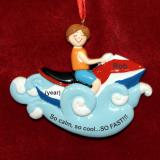 Jet Ski Christmas Ornament Male Brunette Personalized by RussellRhodes.com