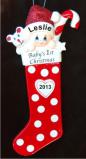 Lizbethan Long Stocking Baby's First Christmas Ornament Personalized by Russell Rhodes