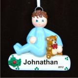 Brunette Boy Toddler Christmas Ornament Personalized by Russell Rhodes