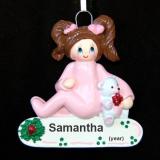 Toddler Christmas Ornament Girl Brown Hair Personalized by RussellRhodes.com