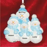 Single Parent 3 Children Family Christmas Ornament Personalized by Russell Rhodes