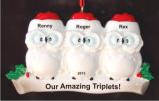 Winter White Owls Amazing Triplets Christmas Ornament Personalized by Russell Rhodes