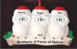 Winter Owls 3 Brothers Christmas Ornament Personalized by Russell Rhodes