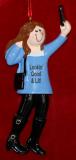 Selfie Christmas Ornament Brunette Female Personalized by RussellRhodes.com