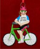 Cyclist Female Christmas Ornament Personalized by Russell Rhodes