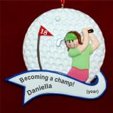 Golfing Christmas Ornament Mastering the Wedge Female Personalized by RussellRhodes.com