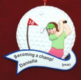 Golf Christmas Ornament Mastering the Links Female Personalized by RussellRhodes.com
