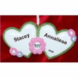 BFF Best Friends Hearts Christmas Ornament Personalized by RussellRhodes.com