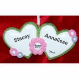 BFF Hearts Best Friends Christmas Ornament Personalized by RussellRhodes.com