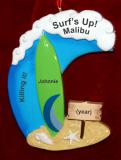 Surfing Christmas Ornament Favorite Beach Personalized by RussellRhodes.com