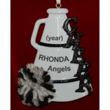 Black Pom Cheerleader Christmas Ornament Personalized by Russell Rhodes