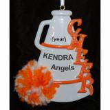 Orange Pom Cheerleader Christmas Ornament Personalized by Russell Rhodes