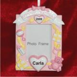 Baby's 1st Christmas Loving Hearts Photo Frame, Pink Christmas Ornament Personalized by RussellRhodes.com