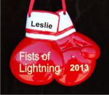 Girls Boxing Gloves Personalized Christmas Ornament Personalized by Russell Rhodes