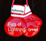 Boys Boxing Gloves Christmas Ornament Personalized by RussellRhodes.com