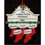 Stockings Hung with Care Family of 5 Christmas Ornament Personalized by Russell Rhodes