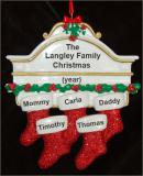 Stockings Hung with Care Family of 5 Christmas Ornament Personalized by RussellRhodes.com