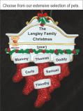 Stockings Hung with Care Family of 6 Christmas Ornament with Pets Personalized by Russell Rhodes