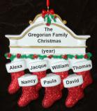 Stockings Hung with Care Family of 7 Christmas Ornament with Pets Personalized by Russell Rhodes
