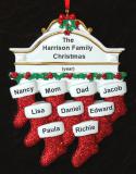 Stockings Hung with Care Family of 9 Christmas Ornament with Pets Personalized by RussellRhodes.com