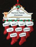 Family Christmas Ornament Hung with Care for 9 with Pets Personalized by RussellRhodes.com